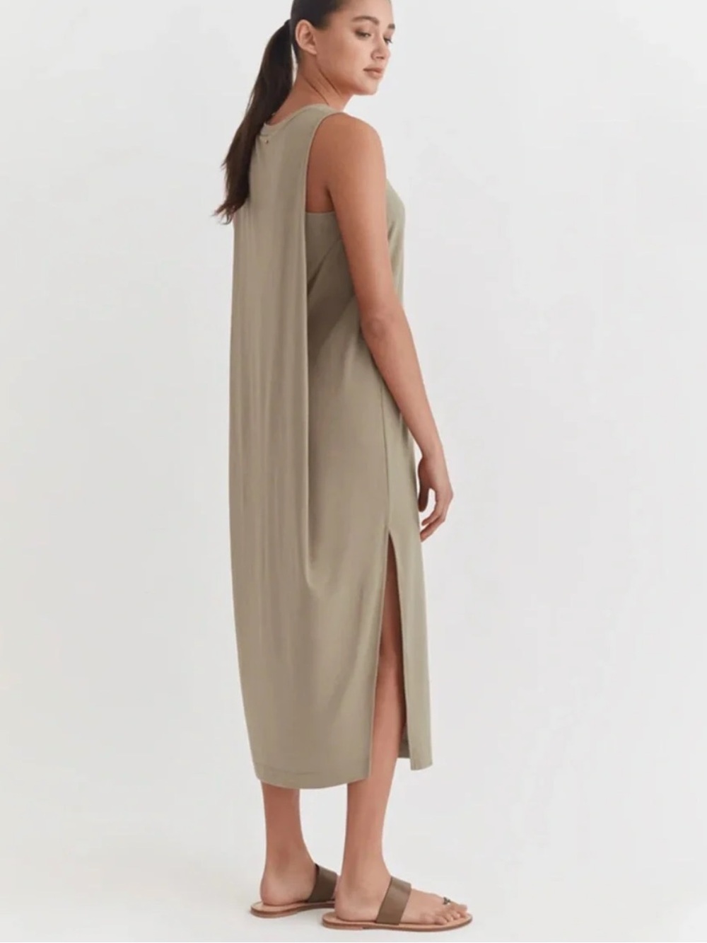 Cuyana Drapeback dress in Sage